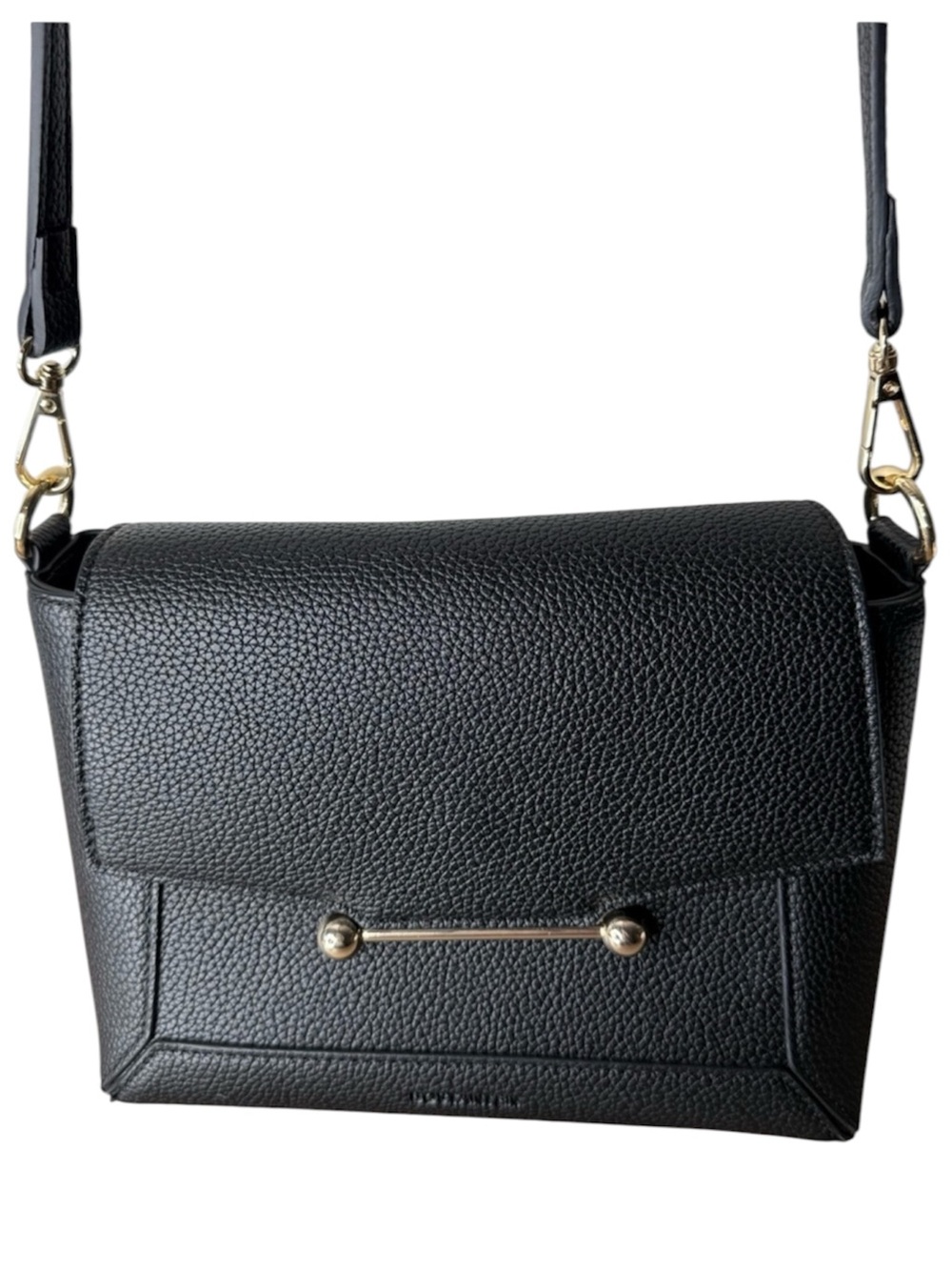 BOSTANTEN New Black Pebbled Faux Leather Crossbody Bag Gold Toned Hardware Snap